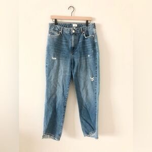 River Island Distressed Straight Leg Jeans in Medium Wash - Size UK 12 or US 8